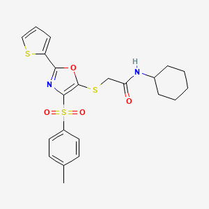 N-cyclohexyl-2-({4-[(4-methylphenyl)sulfonyl]-2-(thiophen-2-yl)-1,3-oxazol-5-yl}sulfanyl)acetamide