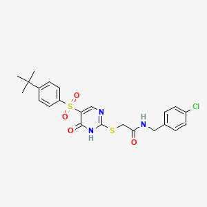 molecular formula C23H24ClN3O4S2 B11443003 2-((5-((4-(tert-butyl)phenyl)sulfonyl)-6-oxo-1,6-dihydropyrimidin-2-yl)thio)-N-(4-chlorobenzyl)acetamide 