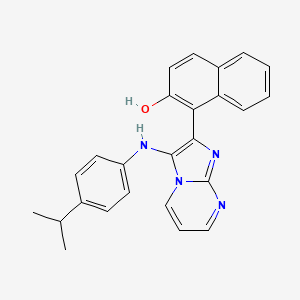 molecular formula C25H22N4O B11443021 1-(3-{[4-(Propan-2-yl)phenyl]amino}imidazo[1,2-a]pyrimidin-2-yl)naphthalen-2-ol 