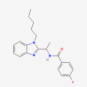 4-fluoro-N-[1-(1-pentyl-1H-benzimidazol-2-yl)ethyl]benzamide