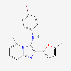 molecular formula C19H16FN3O B11443081 N-(4-fluorophenyl)-5-methyl-2-(5-methylfuran-2-yl)imidazo[1,2-a]pyridin-3-amine 