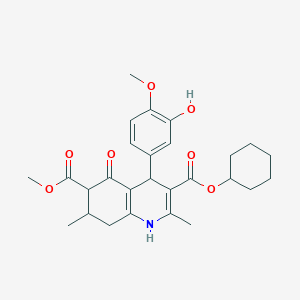 3-Cyclohexyl 6-methyl 4-(3-hydroxy-4-methoxyphenyl)-2,7-dimethyl-5-oxo-1,4,5,6,7,8-hexahydroquinoline-3,6-dicarboxylate