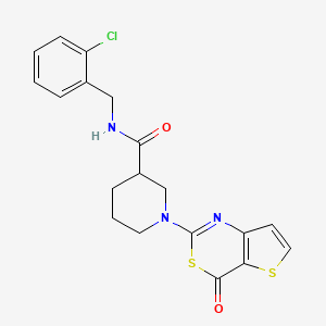 molecular formula C19H18ClN3O2S2 B11443134 N-(2-chlorobenzyl)-1-(4-oxo-4H-thieno[3,2-d][1,3]thiazin-2-yl)piperidine-3-carboxamide 