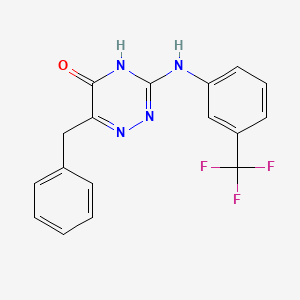 molecular formula C17H13F3N4O B11443137 6-Benzyl-3-{[3-(trifluoromethyl)phenyl]amino}-1,2,4-triazin-5-ol 