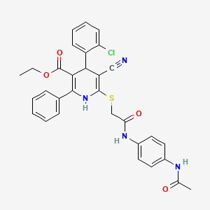 molecular formula C31H27ClN4O4S B11443160 Ethyl 6-[(2-{[4-(acetylamino)phenyl]amino}-2-oxoethyl)sulfanyl]-4-(2-chlorophenyl)-5-cyano-2-phenyl-1,4-dihydropyridine-3-carboxylate 