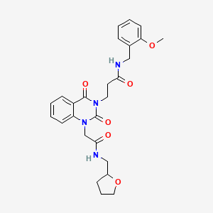 molecular formula C26H30N4O6 B11443179 3-[2,4-dioxo-1-{2-oxo-2-[(tetrahydrofuran-2-ylmethyl)amino]ethyl}-1,4-dihydroquinazolin-3(2H)-yl]-N-(2-methoxybenzyl)propanamide 