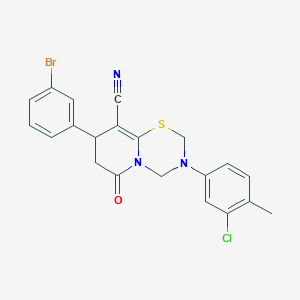 8-(3-bromophenyl)-3-(3-chloro-4-methylphenyl)-6-oxo-3,4,7,8-tetrahydro-2H,6H-pyrido[2,1-b][1,3,5]thiadiazine-9-carbonitrile