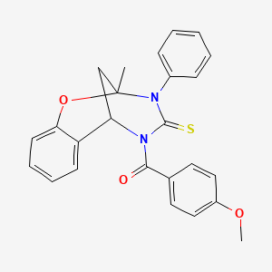 molecular formula C25H22N2O3S B11443214 (4-methoxyphenyl)(2-methyl-3-phenyl-4-thioxo-3,4-dihydro-2H-2,6-methano-1,3,5-benzoxadiazocin-5(6H)-yl)methanone 