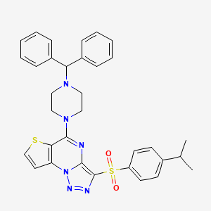 7-(4-Benzhydrylpiperazin-1-yl)-10-(4-propan-2-ylphenyl)sulfonyl-5-thia-1,8,11,12-tetrazatricyclo[7.3.0.02,6]dodeca-2(6),3,7,9,11-pentaene