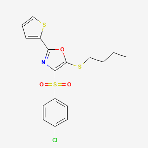 5-(Butylthio)-4-((4-chlorophenyl)sulfonyl)-2-(thiophen-2-yl)oxazole