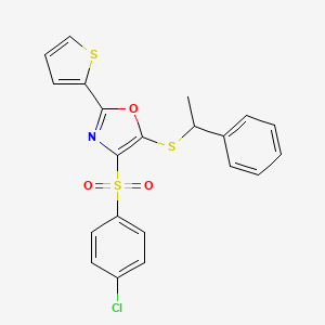 4-[(4-Chlorophenyl)sulfonyl]-5-[(1-phenylethyl)sulfanyl]-2-(thiophen-2-yl)-1,3-oxazole