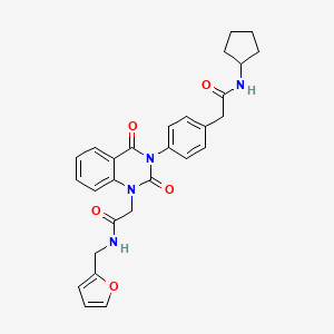 2-[3-{4-[2-(cyclopentylamino)-2-oxoethyl]phenyl}-2,4-dioxo-3,4-dihydroquinazolin-1(2H)-yl]-N-(furan-2-ylmethyl)acetamide