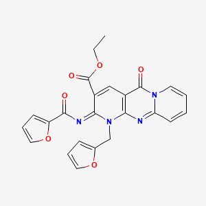 ethyl 6-(furan-2-carbonylimino)-7-(furan-2-ylmethyl)-2-oxo-1,7,9-triazatricyclo[8.4.0.03,8]tetradeca-3(8),4,9,11,13-pentaene-5-carboxylate