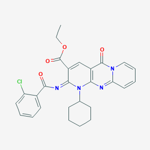 ethyl 6-(2-chlorobenzoyl)imino-7-cyclohexyl-2-oxo-1,7,9-triazatricyclo[8.4.0.03,8]tetradeca-3(8),4,9,11,13-pentaene-5-carboxylate