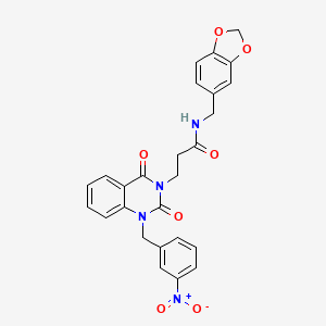 molecular formula C26H22N4O7 B11443306 N-(1,3-benzodioxol-5-ylmethyl)-3-[1-(3-nitrobenzyl)-2,4-dioxo-1,4-dihydroquinazolin-3(2H)-yl]propanamide 