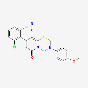 8-(2,6-dichlorophenyl)-3-(4-methoxyphenyl)-6-oxo-3,4,7,8-tetrahydro-2H,6H-pyrido[2,1-b][1,3,5]thiadiazine-9-carbonitrile