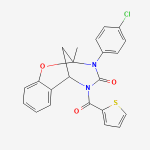 molecular formula C22H17ClN2O3S B11443319 3-(4-chlorophenyl)-2-methyl-5-(2-thienylcarbonyl)-2,3,5,6-tetrahydro-4H-2,6-methano-1,3,5-benzoxadiazocin-4-one 