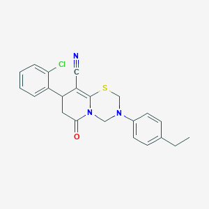 molecular formula C22H20ClN3OS B11443322 8-(2-chlorophenyl)-3-(4-ethylphenyl)-6-oxo-3,4,7,8-tetrahydro-2H,6H-pyrido[2,1-b][1,3,5]thiadiazine-9-carbonitrile 