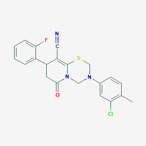 molecular formula C21H17ClFN3OS B11443364 3-(3-chloro-4-methylphenyl)-8-(2-fluorophenyl)-6-oxo-3,4,7,8-tetrahydro-2H,6H-pyrido[2,1-b][1,3,5]thiadiazine-9-carbonitrile 