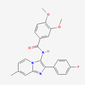 molecular formula C23H20FN3O3 B11443374 N-[2-(4-fluorophenyl)-7-methylimidazo[1,2-a]pyridin-3-yl]-3,4-dimethoxybenzamide 