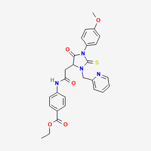 Ethyl 4-({[1-(4-methoxyphenyl)-5-oxo-3-(pyridin-2-ylmethyl)-2-thioxoimidazolidin-4-yl]acetyl}amino)benzoate