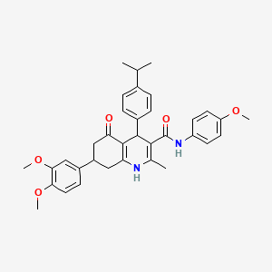 molecular formula C35H38N2O5 B11443416 7-(3,4-dimethoxyphenyl)-N-(4-methoxyphenyl)-2-methyl-5-oxo-4-[4-(propan-2-yl)phenyl]-1,4,5,6,7,8-hexahydroquinoline-3-carboxamide 