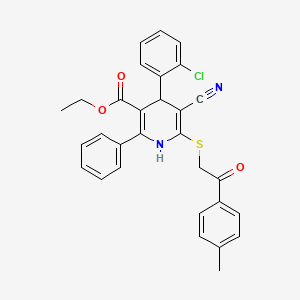 molecular formula C30H25ClN2O3S B11443421 Ethyl 4-(2-chlorophenyl)-5-cyano-6-{[2-(4-methylphenyl)-2-oxoethyl]sulfanyl}-2-phenyl-1,4-dihydropyridine-3-carboxylate 