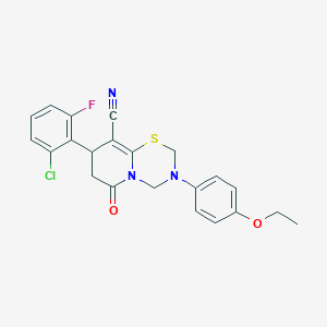 8-(2-chloro-6-fluorophenyl)-3-(4-ethoxyphenyl)-6-oxo-3,4,7,8-tetrahydro-2H,6H-pyrido[2,1-b][1,3,5]thiadiazine-9-carbonitrile