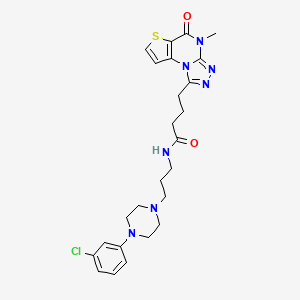 molecular formula C25H30ClN7O2S B11443475 N-{3-[4-(3-Chlorophenyl)-1-piperazinyl]propyl}-4-(4-methyl-5-oxo-4,5-dihydrothieno[2,3-E][1,2,4]triazolo[4,3-A]pyrimidin-1-YL)butanamide 