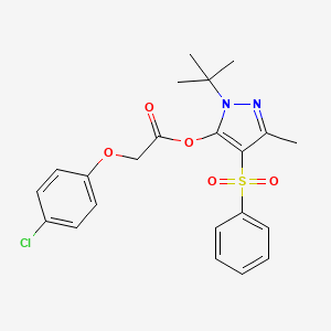 1-(tert-butyl)-3-methyl-4-(phenylsulfonyl)-1H-pyrazol-5-yl 2-(4-chlorophenoxy)acetate