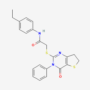 molecular formula C22H21N3O2S2 B11443518 N-(4-Ethylphenyl)-2-({4-oxo-3-phenyl-3H,4H,6H,7H-thieno[3,2-D]pyrimidin-2-YL}sulfanyl)acetamide 