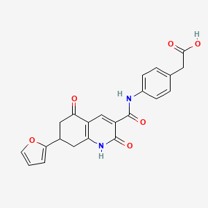 molecular formula C22H18N2O6 B11443527 [4-({[7-(Furan-2-yl)-2,5-dioxo-1,2,5,6,7,8-hexahydroquinolin-3-yl]carbonyl}amino)phenyl]acetic acid 