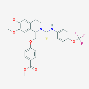 molecular formula C28H27F3N2O6S B11443541 Methyl 4-[(6,7-dimethoxy-2-{[4-(trifluoromethoxy)phenyl]carbamothioyl}-1,2,3,4-tetrahydroisoquinolin-1-YL)methoxy]benzoate 