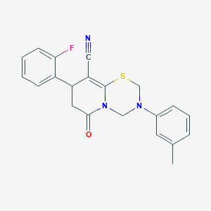 8-(2-fluorophenyl)-3-(3-methylphenyl)-6-oxo-3,4,7,8-tetrahydro-2H,6H-pyrido[2,1-b][1,3,5]thiadiazine-9-carbonitrile