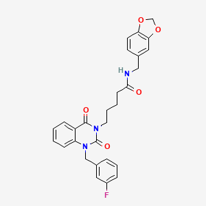 N-(1,3-benzodioxol-5-ylmethyl)-5-[1-(3-fluorobenzyl)-2,4-dioxo-1,4-dihydroquinazolin-3(2H)-yl]pentanamide