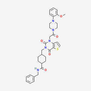 molecular formula C34H39N5O5S B11443620 N-benzyl-4-((1-(2-(4-(2-methoxyphenyl)piperazin-1-yl)-2-oxoethyl)-2,4-dioxo-1,2-dihydrothieno[3,2-d]pyrimidin-3(4H)-yl)methyl)cyclohexanecarboxamide 