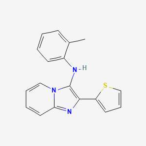 molecular formula C18H15N3S B11443627 N-(2-methylphenyl)-2-(thiophen-2-yl)imidazo[1,2-a]pyridin-3-amine 