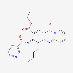 ethyl 7-butyl-2-oxo-6-(pyridine-3-carbonylimino)-1,7,9-triazatricyclo[8.4.0.03,8]tetradeca-3(8),4,9,11,13-pentaene-5-carboxylate