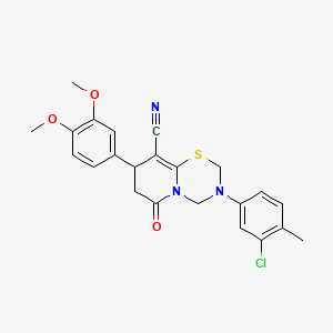 3-(3-Chloro-4-methylphenyl)-8-(3,4-dimethoxyphenyl)-6-oxo-2,4,7,8-tetrahydropyrido[2,1-b][1,3,5]thiadiazine-9-carbonitrile