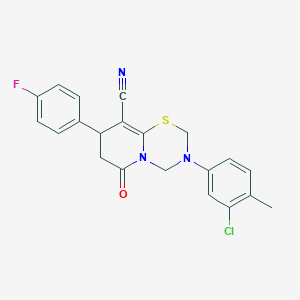 3-(3-chloro-4-methylphenyl)-8-(4-fluorophenyl)-6-oxo-3,4,7,8-tetrahydro-2H,6H-pyrido[2,1-b][1,3,5]thiadiazine-9-carbonitrile