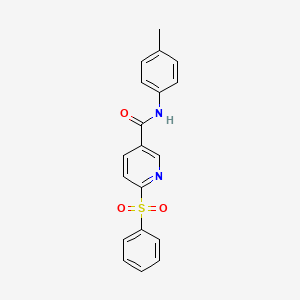 molecular formula C19H16N2O3S B11443661 N-(4-methylphenyl)-6-(phenylsulfonyl)pyridine-3-carboxamide 