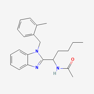 molecular formula C22H27N3O B11443667 N-{1-[1-(2-methylbenzyl)-1H-benzimidazol-2-yl]pentyl}acetamide 