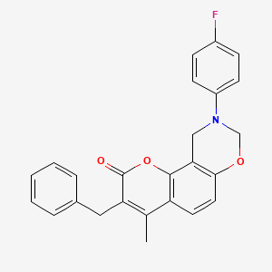 3-benzyl-9-(4-fluorophenyl)-4-methyl-9,10-dihydro-2H,8H-chromeno[8,7-e][1,3]oxazin-2-one