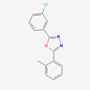 molecular formula C15H11ClN2O B11443800 2-(3-Chlorophenyl)-5-(2-methylphenyl)-1,3,4-oxadiazole CAS No. 60557-20-2