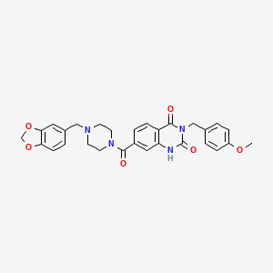 molecular formula C29H28N4O6 B11443828 7-(4-(benzo[d][1,3]dioxol-5-ylmethyl)piperazine-1-carbonyl)-3-(4-methoxybenzyl)quinazoline-2,4(1H,3H)-dione 