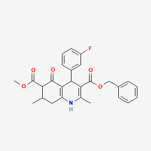 3-Benzyl 6-methyl 4-(3-fluorophenyl)-2,7-dimethyl-5-oxo-1,4,5,6,7,8-hexahydroquinoline-3,6-dicarboxylate