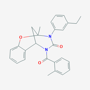 molecular formula C27H26N2O3 B11443853 3-(3-ethylphenyl)-2-methyl-5-(2-methylbenzoyl)-2,3,5,6-tetrahydro-4H-2,6-methano-1,3,5-benzoxadiazocin-4-one 