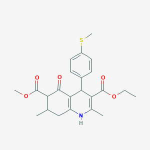 molecular formula C23H27NO5S B11443860 3-Ethyl 6-methyl 2,7-dimethyl-4-[4-(methylsulfanyl)phenyl]-5-oxo-1,4,5,6,7,8-hexahydroquinoline-3,6-dicarboxylate 