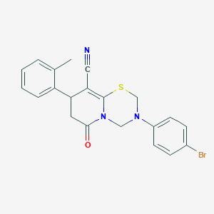 3-(4-bromophenyl)-8-(2-methylphenyl)-6-oxo-3,4,7,8-tetrahydro-2H,6H-pyrido[2,1-b][1,3,5]thiadiazine-9-carbonitrile