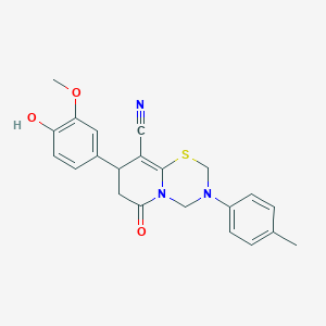 8-(4-hydroxy-3-methoxyphenyl)-3-(4-methylphenyl)-6-oxo-3,4,7,8-tetrahydro-2H,6H-pyrido[2,1-b][1,3,5]thiadiazine-9-carbonitrile